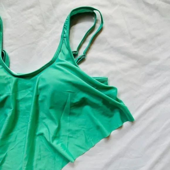 New Without Tags Turquoise Swim Top Flowy Tankini Swimsuit Size L - Picture 2 of 7
